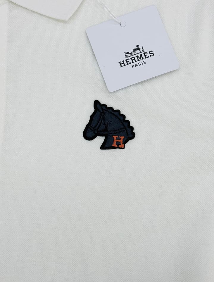 Hermès 3D Horse Flocking Polo Shirt in Black