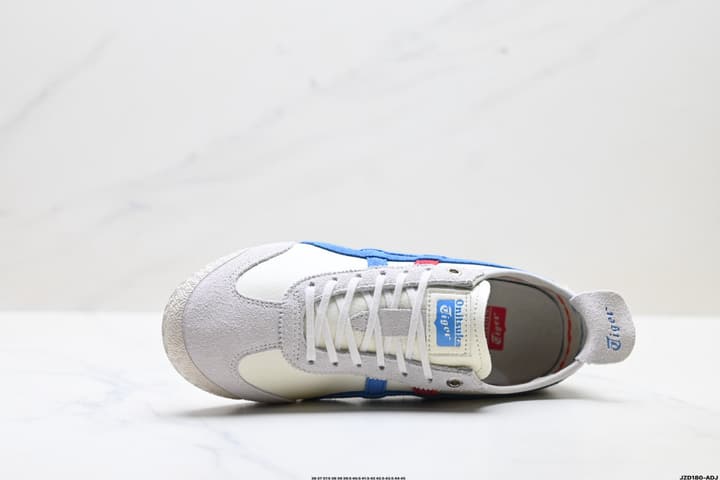 Onitsuka Tiger NIPPON MADE MEXICO 66 DELUXE Sneakers in Cream With Blue And Red Stripes