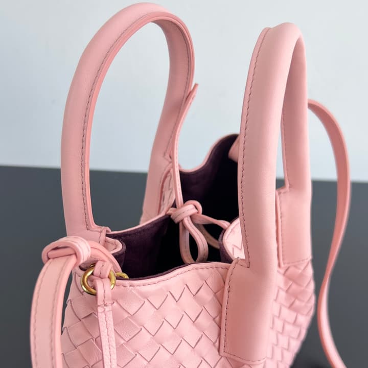 Bottega Veneta Pinacoteca Small Tote Handbag – 2025SS in Burgundy With Light Blue Lining A