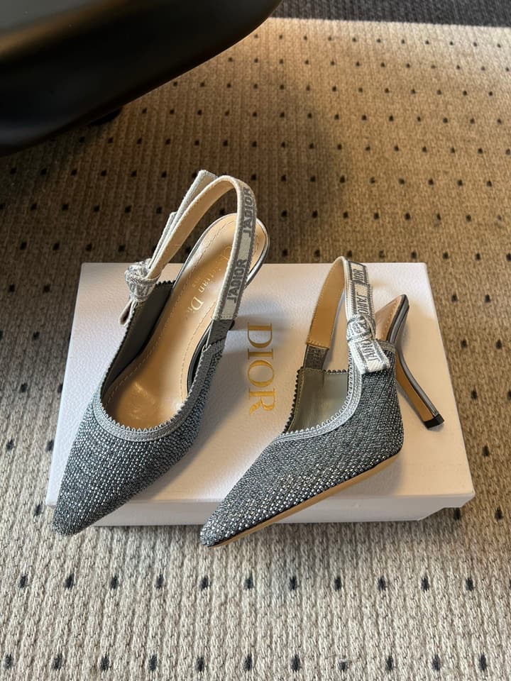 Dior J'Adior Dior Or Embroidered Slingback Heels in Black Smooth