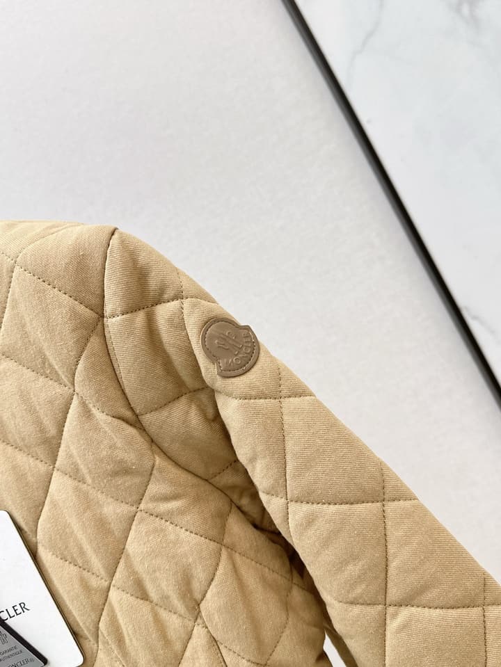 Moncler Quilted Padded Slim-Fit Jacket in Khaki