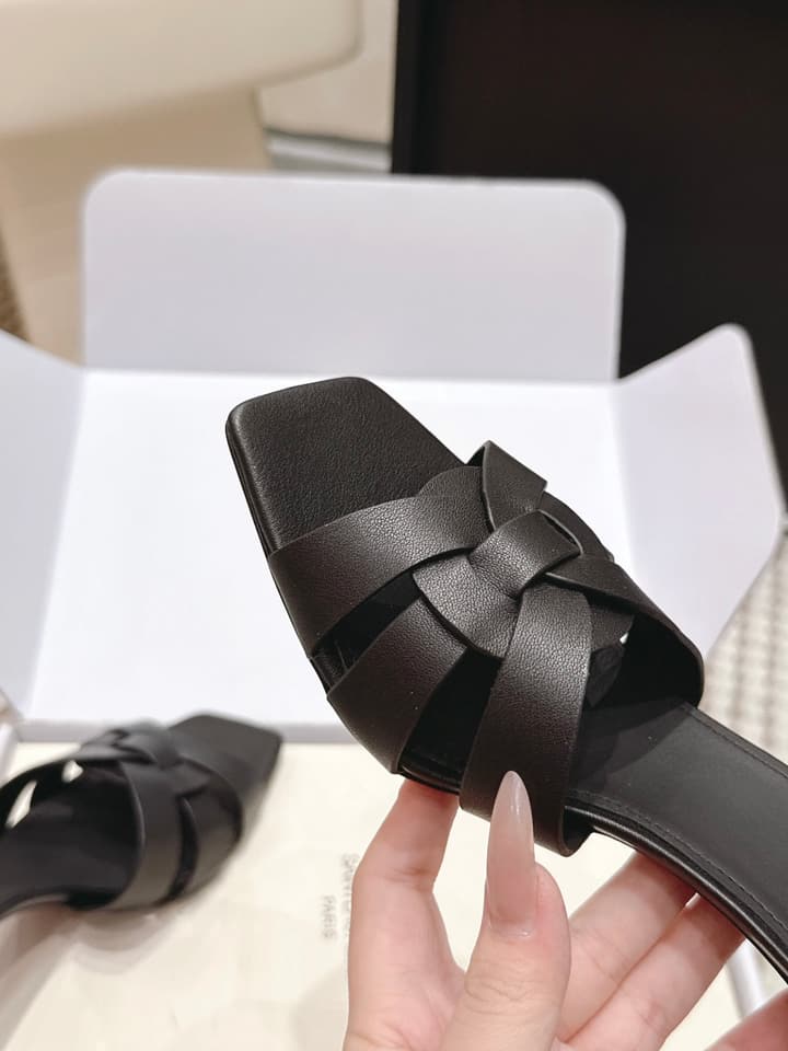 Saint Laurent Melody Square-Toe Heeled Sandals – 2026 Spring/Summer Collection in Beige Patent
