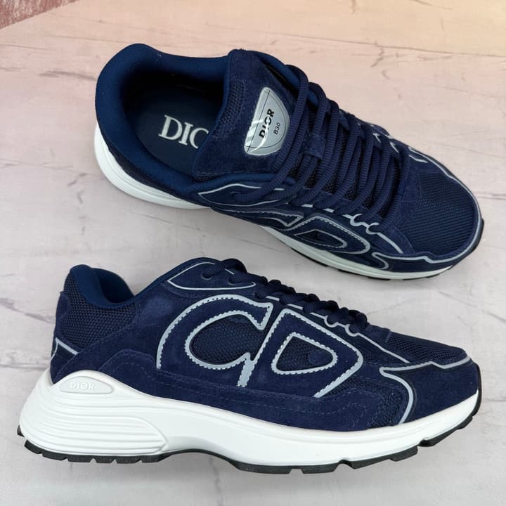 Dior B30 Technical Fabric Sneakers in Navy Blue Mesh B30 Sneaker
