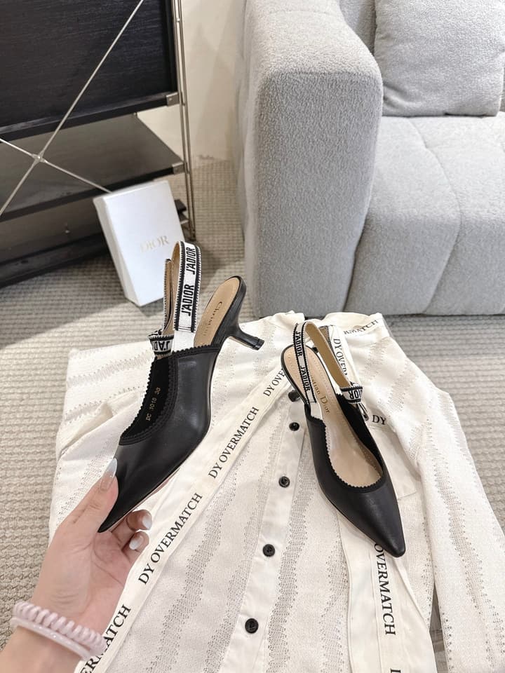 Dior J'Adior Patent Leather Kitten Heel Sandals in Classic Black Smooth Leather