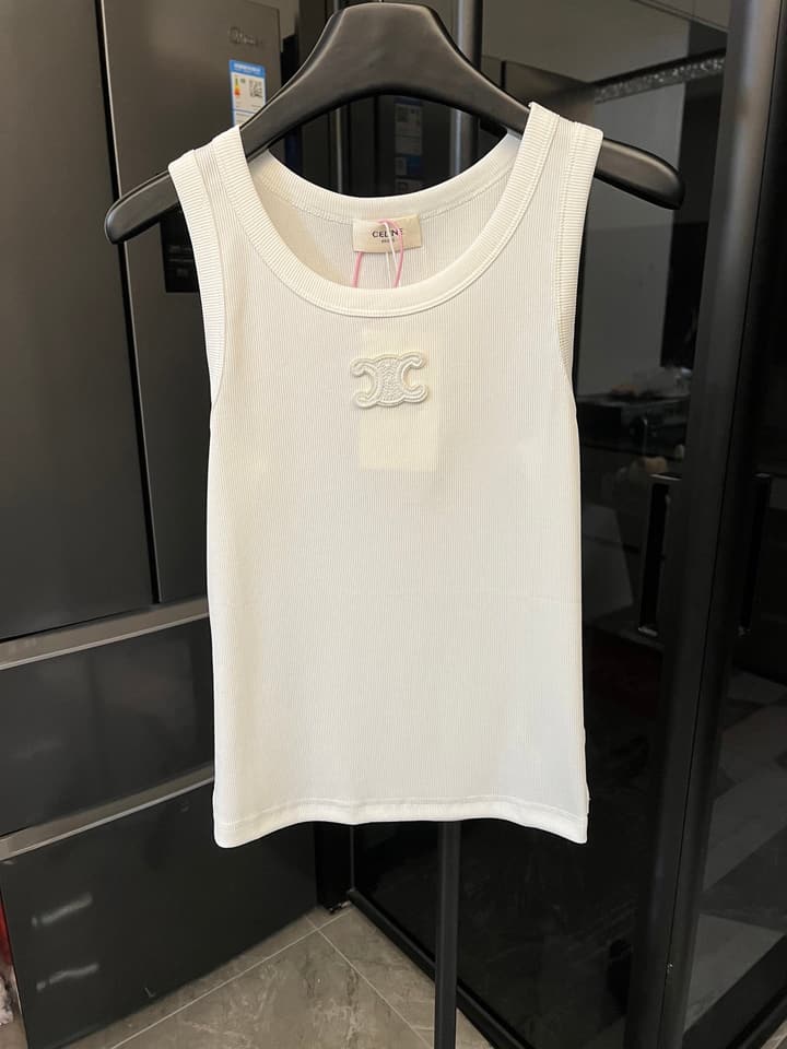 Celine Triomphe Embroidered Knit Vest – 2025SS Collection in Black