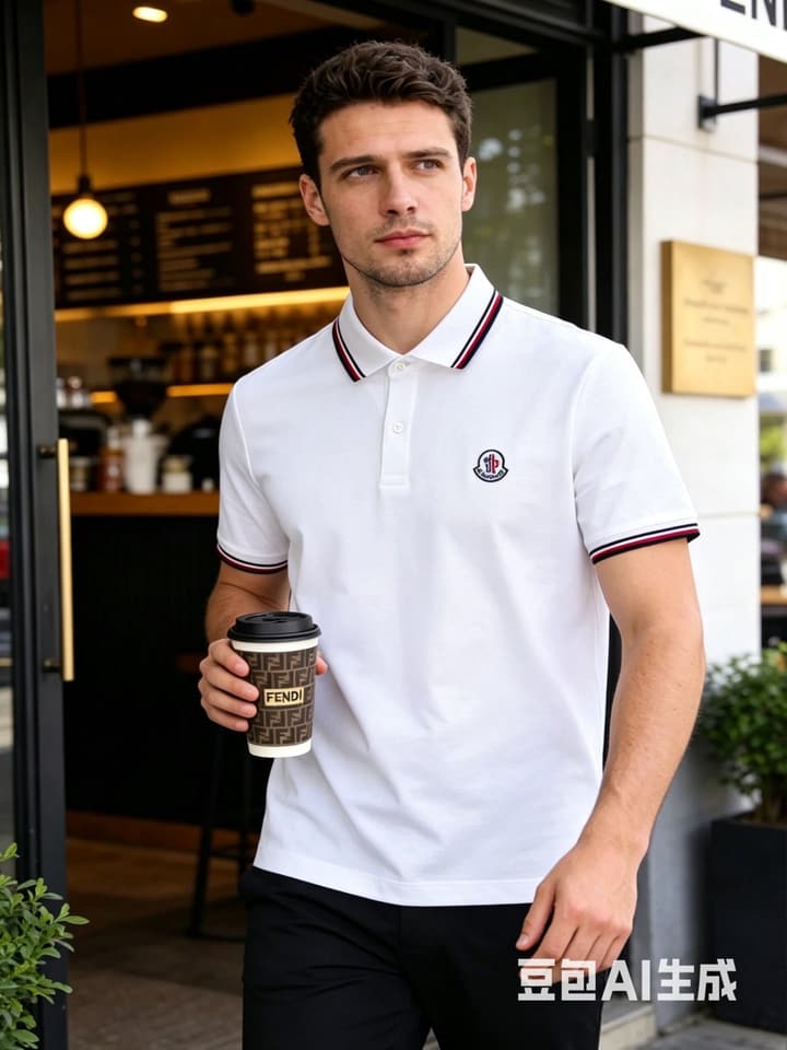 Moncler Embroidered Logo Pique Cotton Polo Shirt – Spring/Summer Collection – 2026SS in Black
