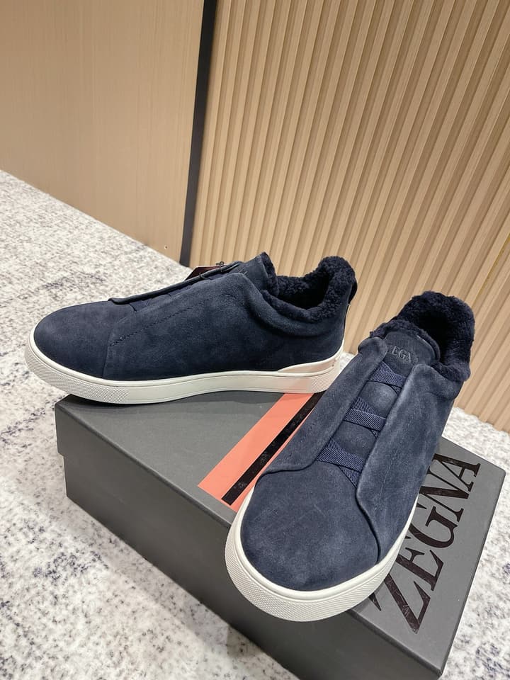 Zegna Triple Stitch Low-Top Casual Shoes – 2025SS in Black Leather