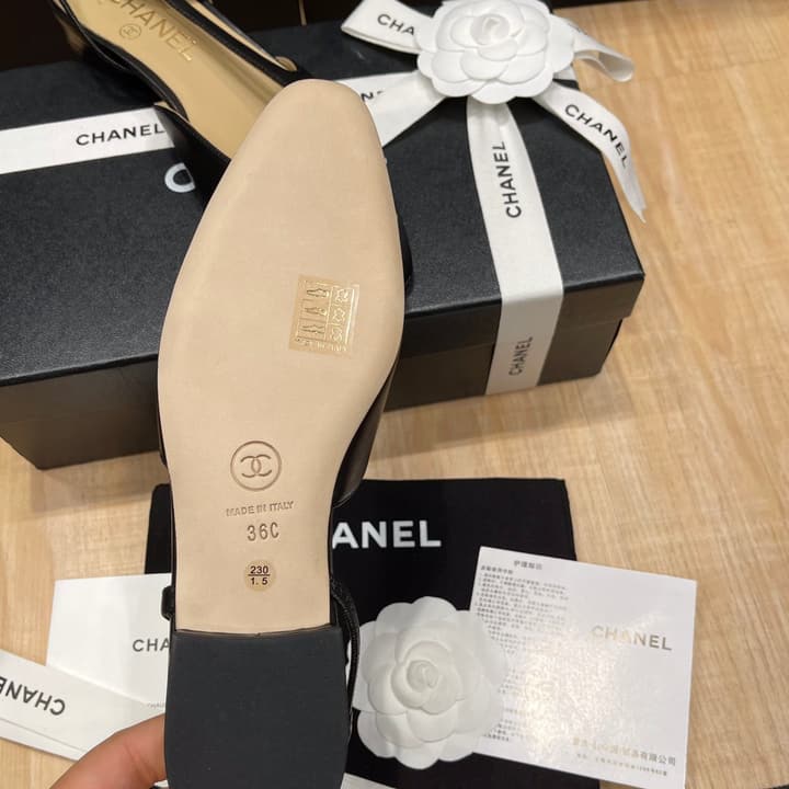 Chanel Classic Slingback Heels in Black Polished Finish