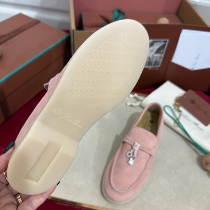 Loro Piana Summer Charms Walk Loafers – Kids Collection in Dusty Lavender Pink