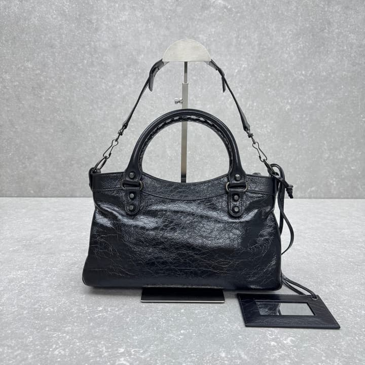 Balenciaga Le City First Bag in Oil Wax Leather in Black Oil Wax Leather