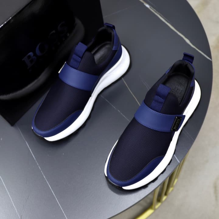 Boss Men's Knit Sneakers in Black Laced