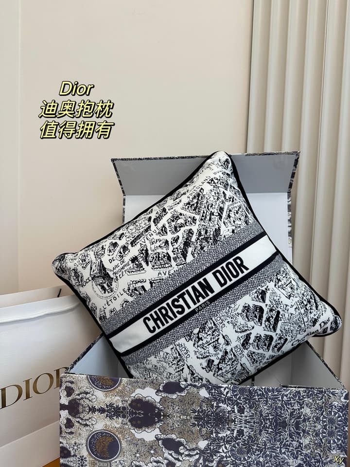 Dior Limited Edition Home Pillow in Black And White Toile Pattern