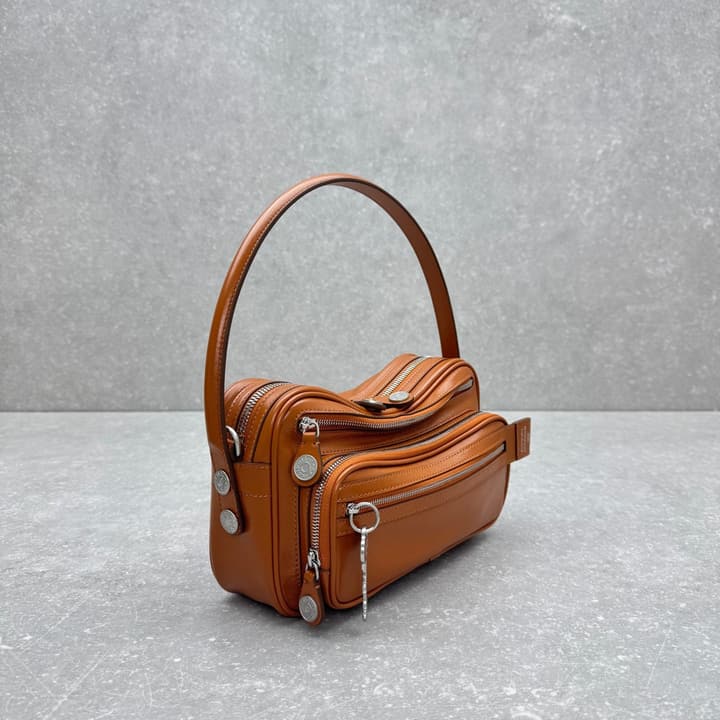 Acne Studios Retro Collapsed Camera Bag in Chocolate