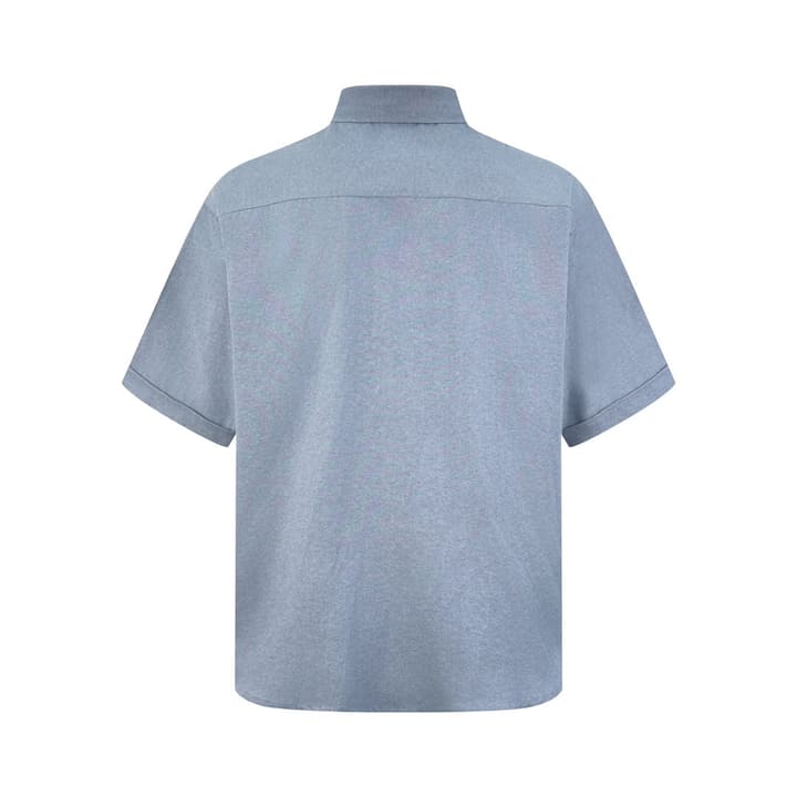 Ami Paris Heart Embroidered Boxy Oxford Shirt in Grey Blue