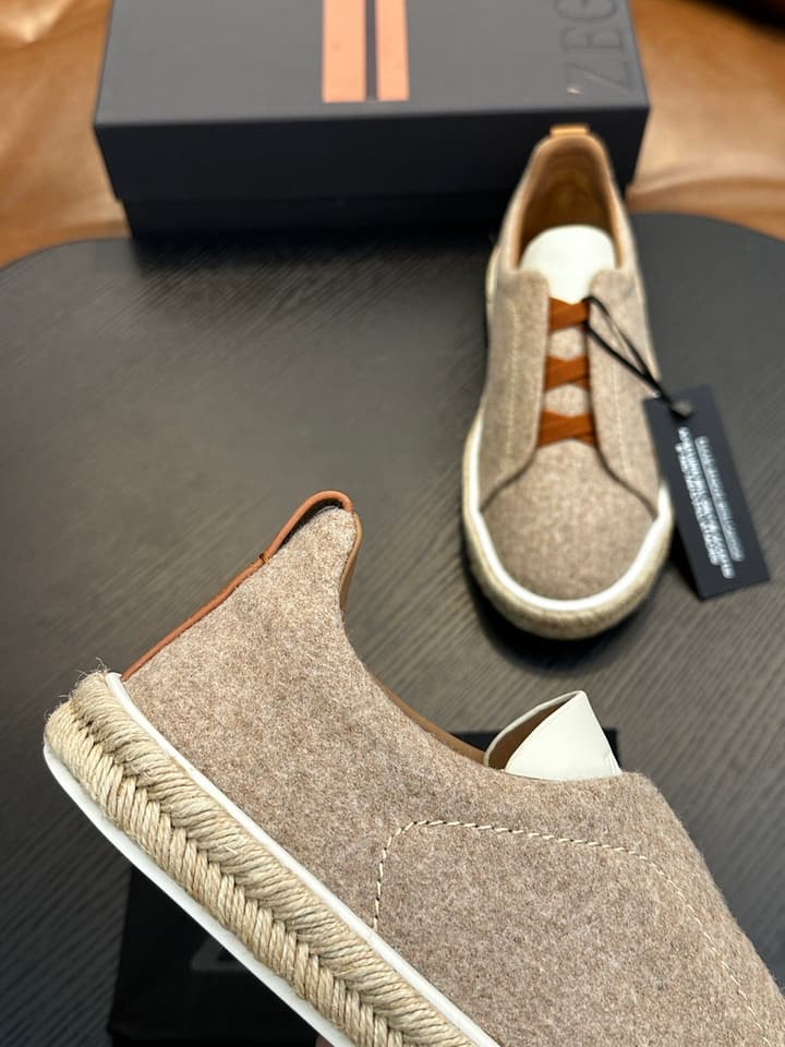 Zegna Triple Stitch Low-Top Sneakers in Dark Charcoal