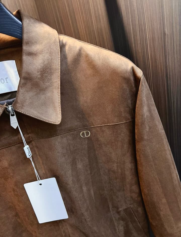 Dior Classic Men's Suede Bomber Jacket in Cognac Brown Suede Jacket