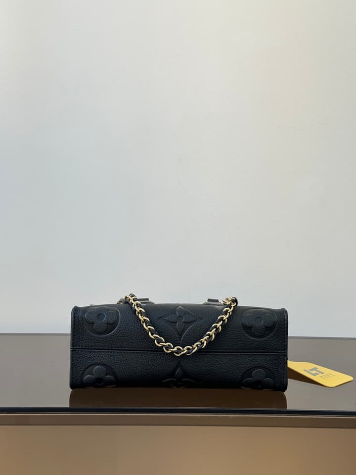 Louis Vuitton OnTheGo Tote Handbag in Black Embossed Leather Tote