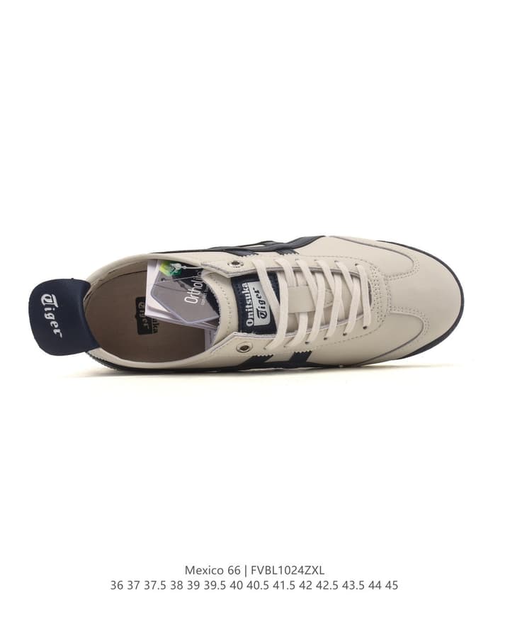 Onitsuka Tiger Mexico 66 Classic Retro Sneakers in Cream With Black Stripes