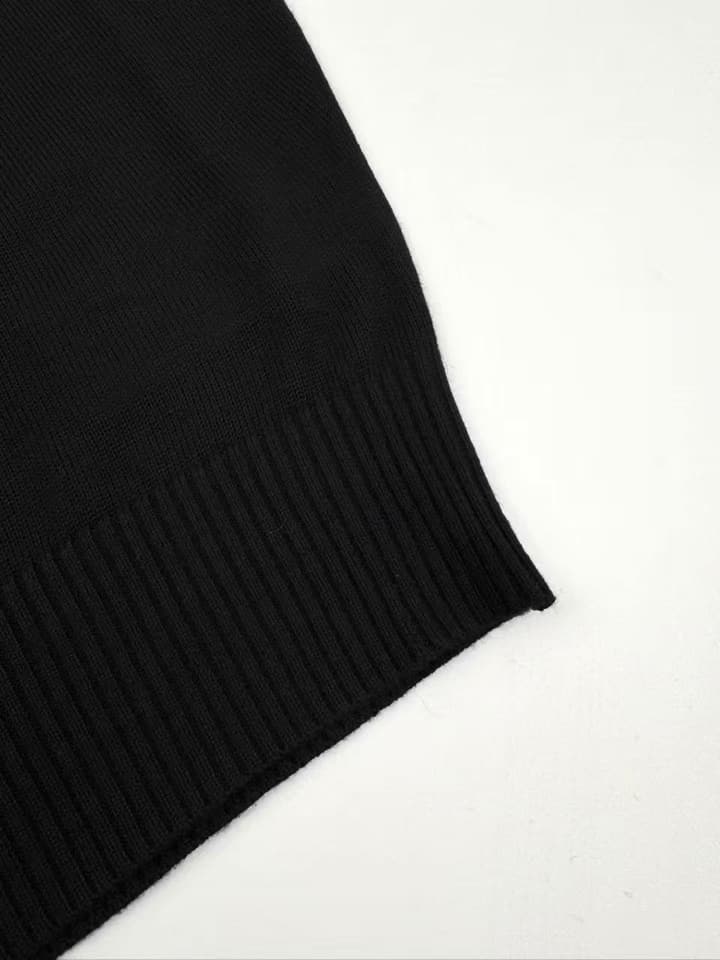 Ami Paris Heart Embroidery Merino Wool Sweater in Black With Red Heart Logo