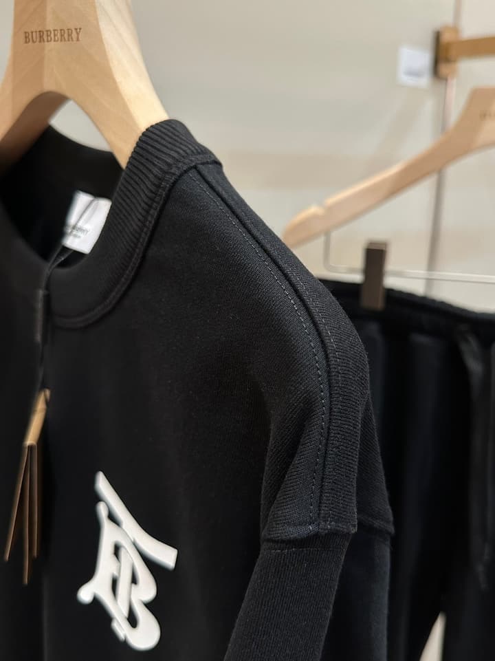 Burberry TB Monogram Cotton Crewneck Sweatshirt in Black Tb Crewneck