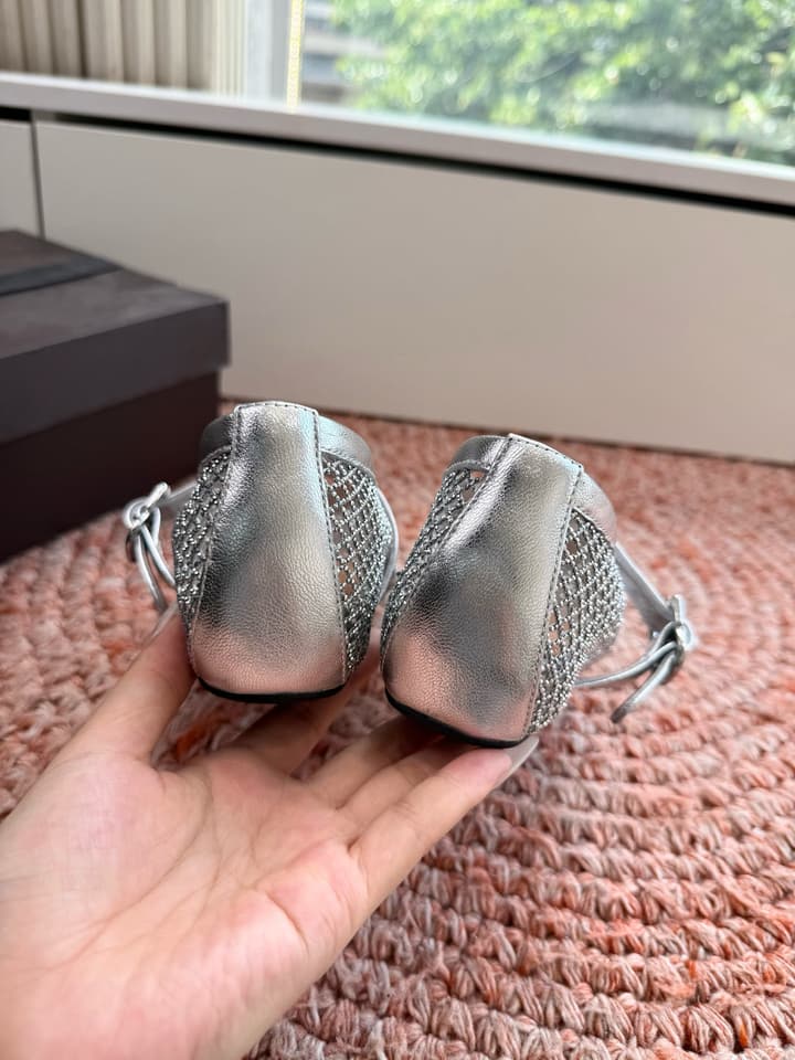 Alaïa Hidden Heel Fishnet Mules – 2026SS in Silver