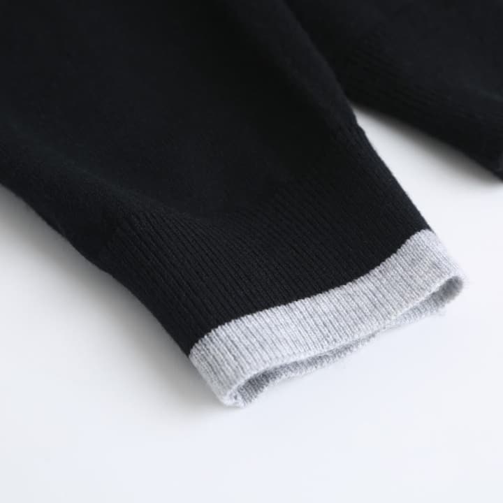 Loewe Embroidered Anagram Wool Crewneck Sweater in Black With Grey Cuffs