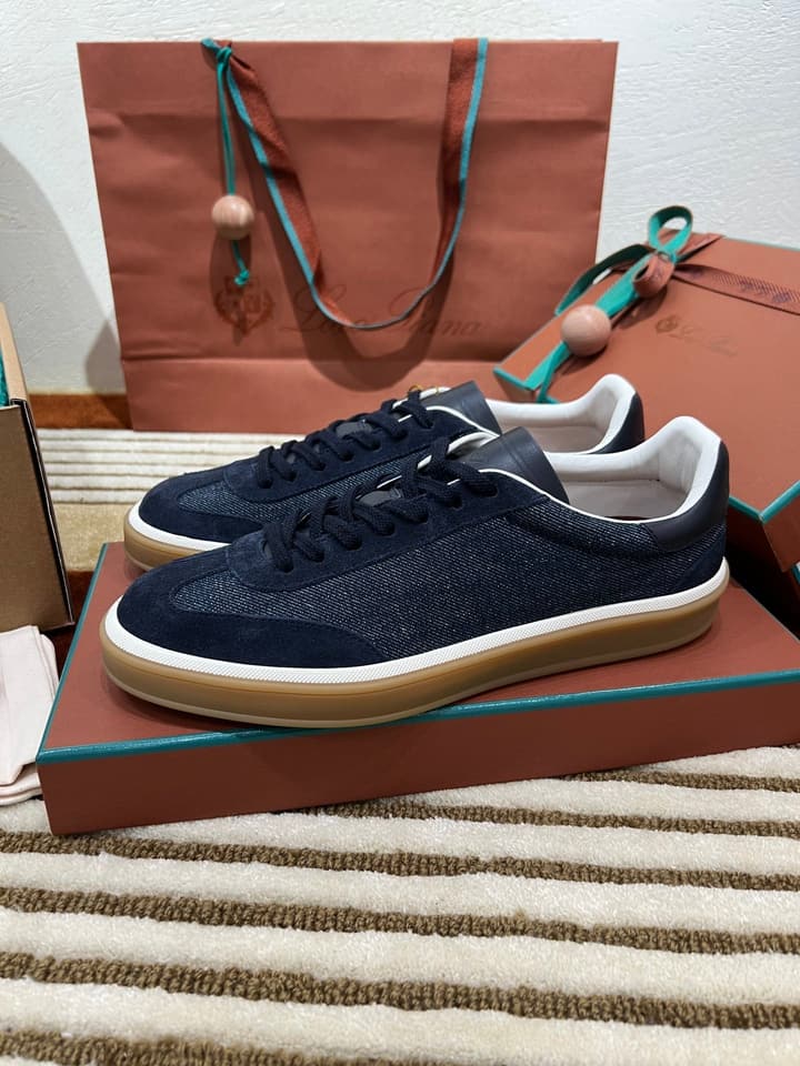 Loro Piana LP Tennis Walk Unisex Sneakers in Black Leather