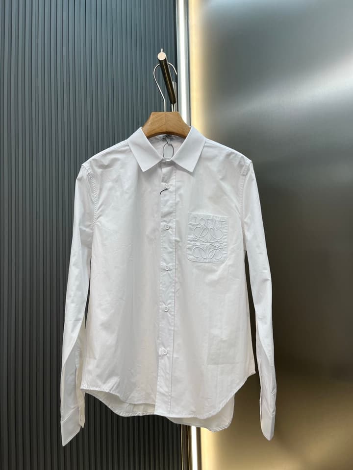Loewe Anagram Pocket Cotton Shirt in Blue