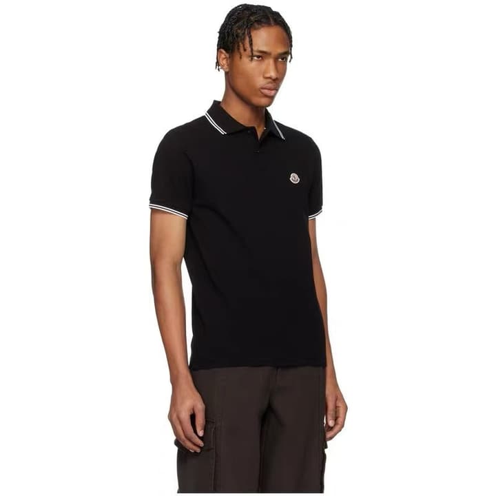 Moncler Classic Logo Cotton Piqué Polo Shirt in Classic Black