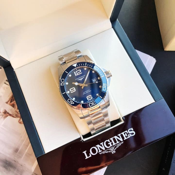 Longines Conquest Automatic Watch (Eddie Peng Edition) in Blue Dial With Blue Rubber Strap