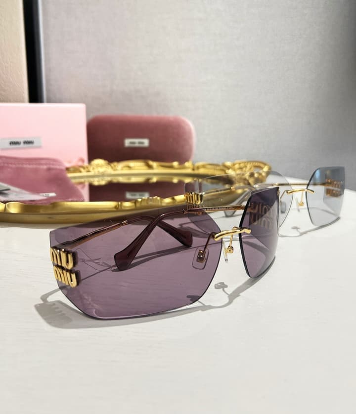 Miu Miu 54Y Runway Rimless Sunglasses in Light Grey