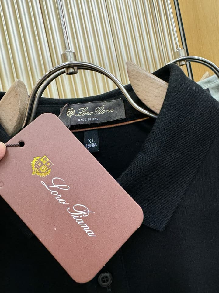 Loro Piana Solid Long Sleeve Polo Shirt – Autumn/Winter Collection in Black