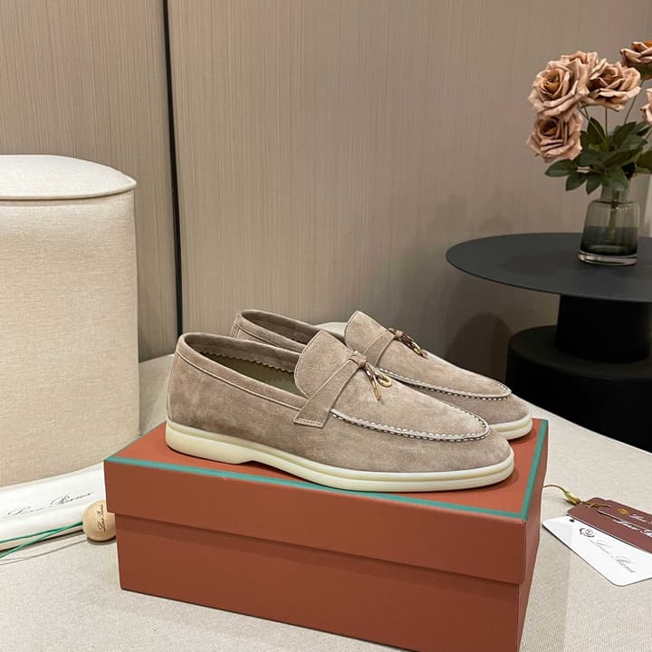Loro Piana Summer Charms Walk Moccasin Loafers in Black Leather