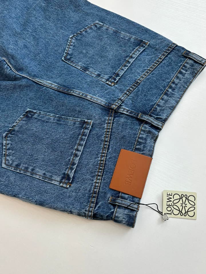 Loewe Anagram Embroidered Washed Distressed Jeans in Washed Black