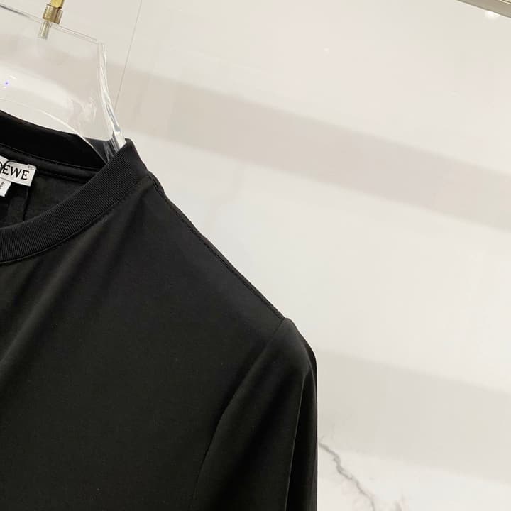 Loewe Mercerized Cotton Embroidered Logo T-Shirt in Black