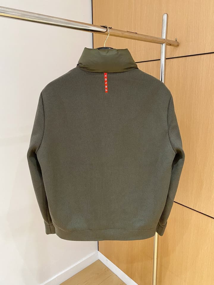 Prada Spliced Knit Down Jacket – FW2024 in Black Knit Down Jacket