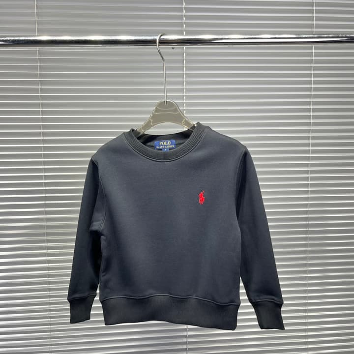 Ralph Lauren Classic Embroidered Logo Sweatshirt – Kids Collection in Classic Black With Red Logo