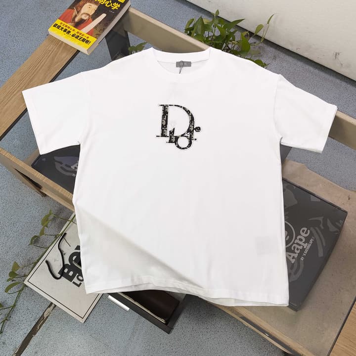Dior Embroidered Letter Patch T-Shirt – 2025 Collection in Black