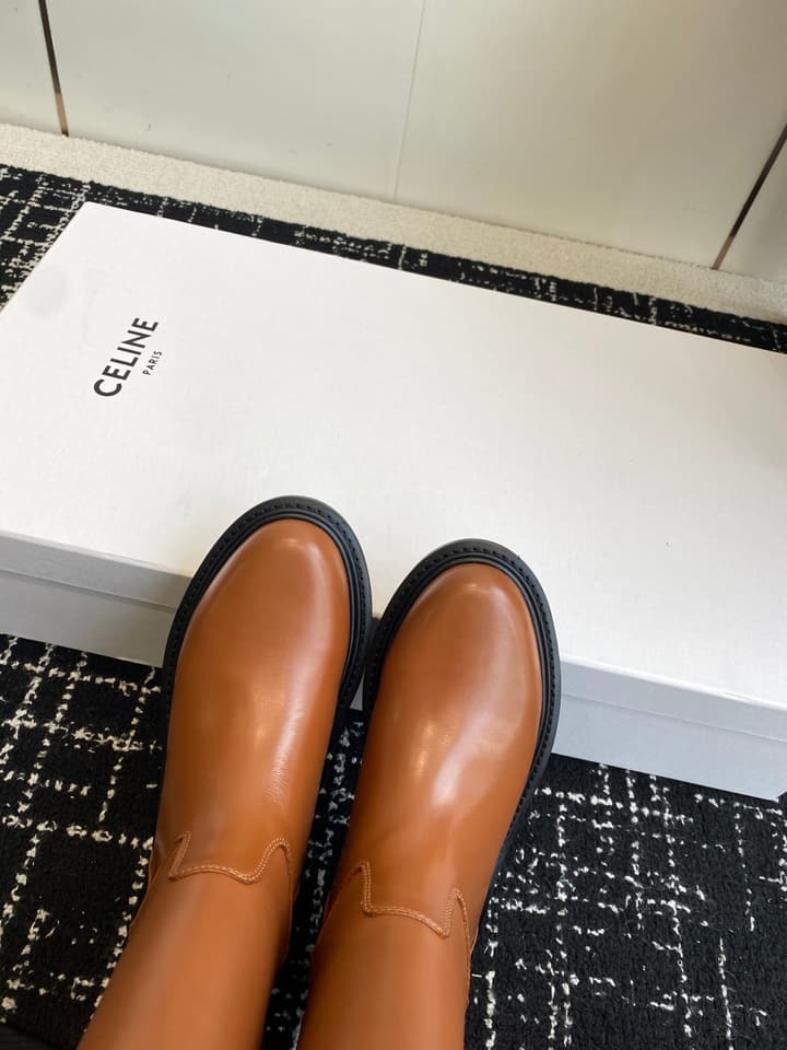 Celine Triomphe Equestrian Ankle Boots – 2025FW in Waxed Black Leather