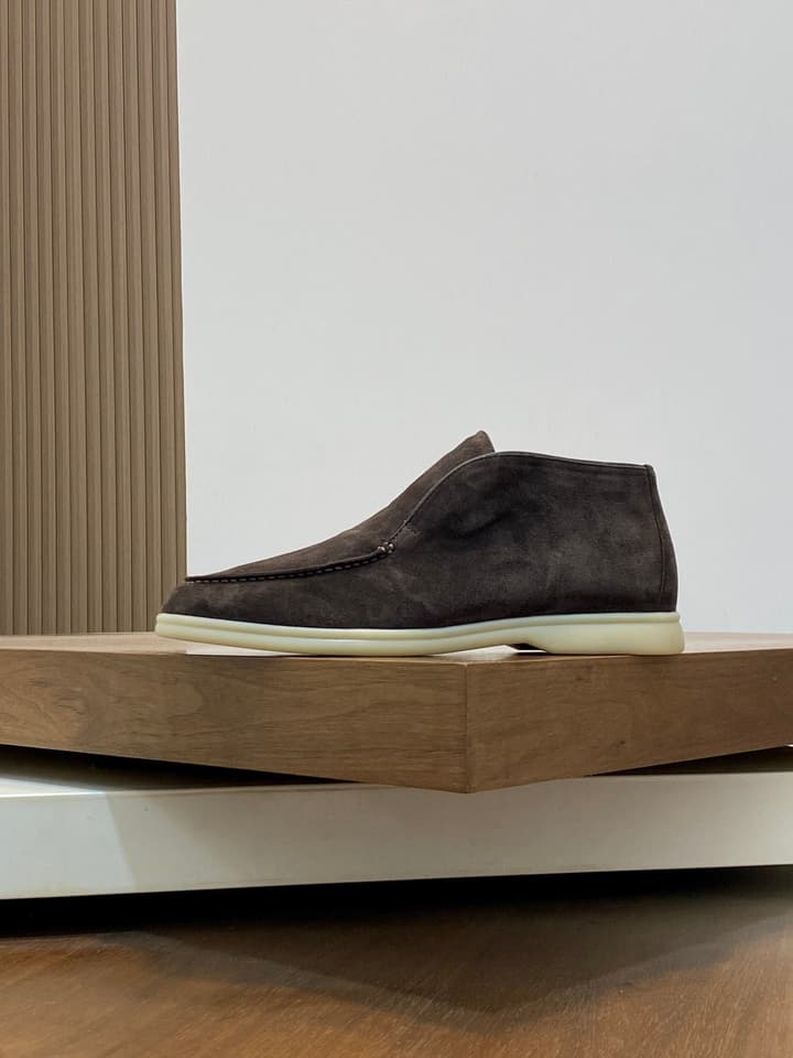 Loro Piana Suede Leather Slip-On Loafers in Camel Tan Suede