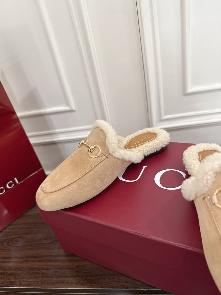 Gucci Princetown Merino Wool Mules in Black Suede With Silver Hardware