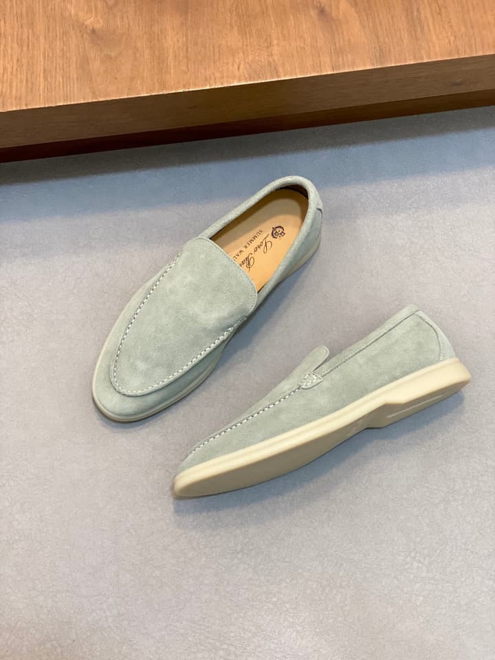 Loro Piana Suede Leather Slip-On Loafers in Black Suede