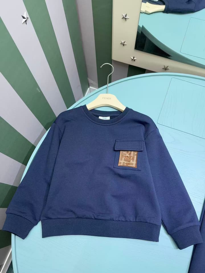 Fendi Logo Print Tracksuit – Kids Collection – 2025SS in Dark Navy Blue Set