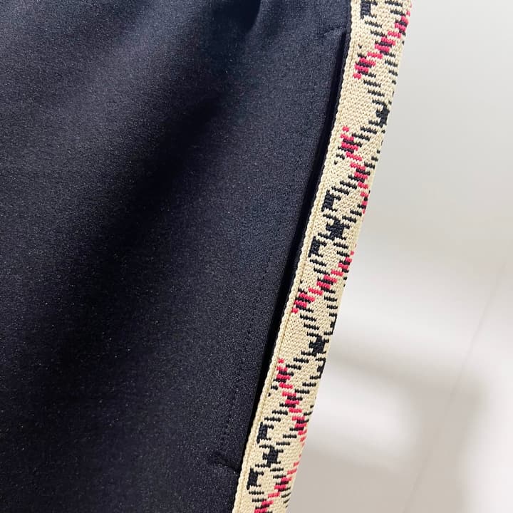 Burberry Equestrian Logo Custom Fabric Sweatpants in Black With Check Side Stripe