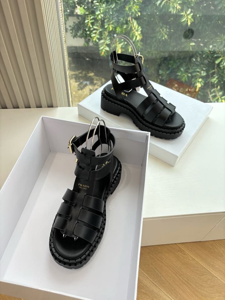 Prada 2025 Spring/Summer Cage Sandals in Black