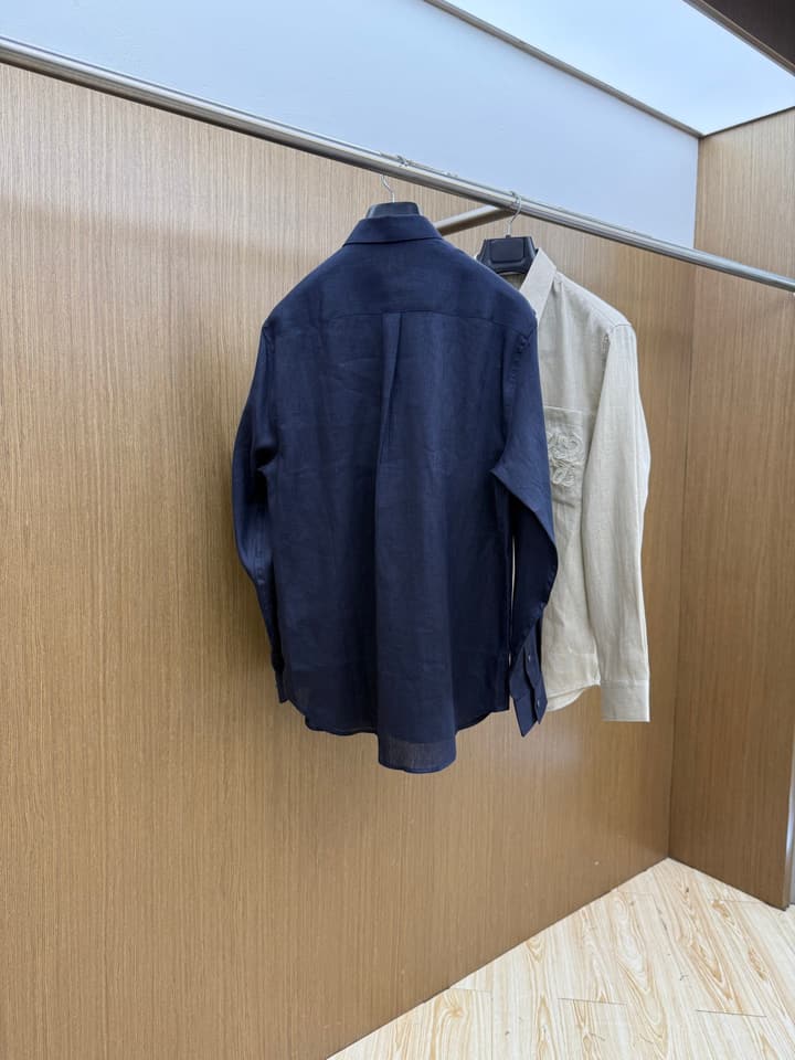 Loewe Minimalist Linen-Cotton Long Sleeve Shirt – Spring/Summer Collection – 25SS in Dark Blue