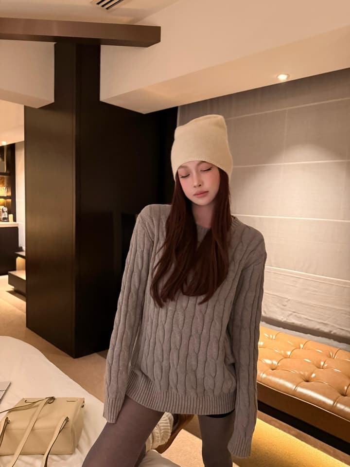 Ralph Lauren Cable Knit Polo Sweater in Baby Pink