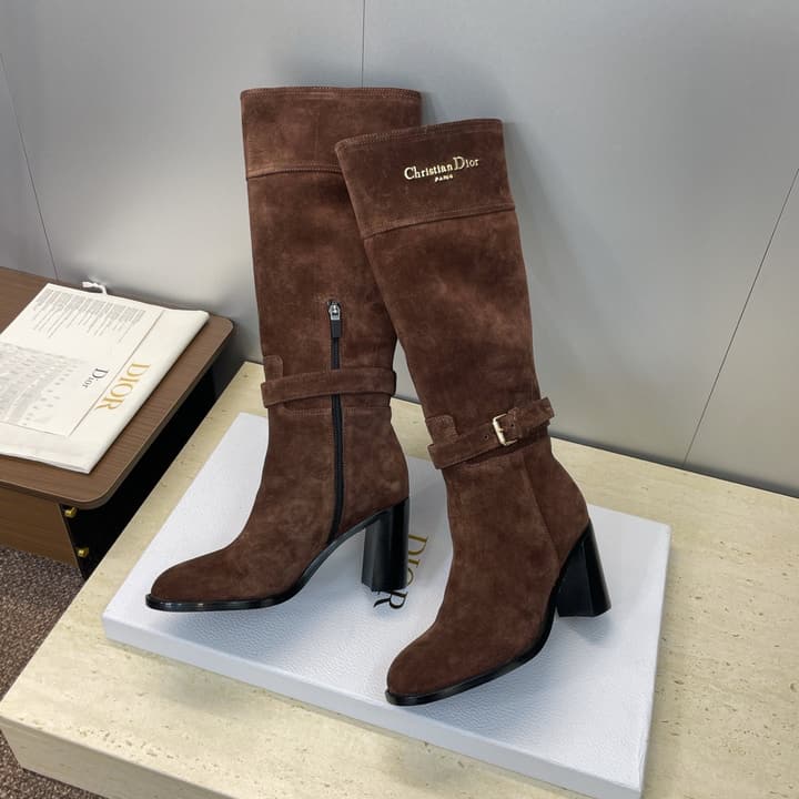 Dior D-Town Punk Chunky Heel Knight Boots – 2025FW in Black Leather