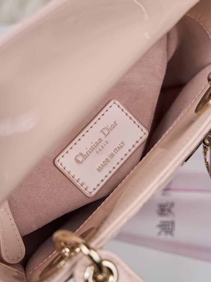 Dior Lady Dior Mini Patent Crossbody Bag in Cherry Red Patent