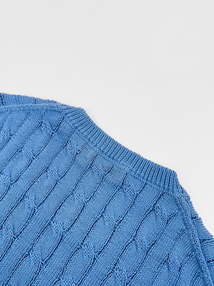 Ralph Lauren Cable-Knit Short-Sleeve Sweater in Glacier Mist Blue
